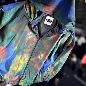 VTG Aeros Jacket Men L Kristen Blake Abstract Hooded Art Street Skate Hip Hop‎
